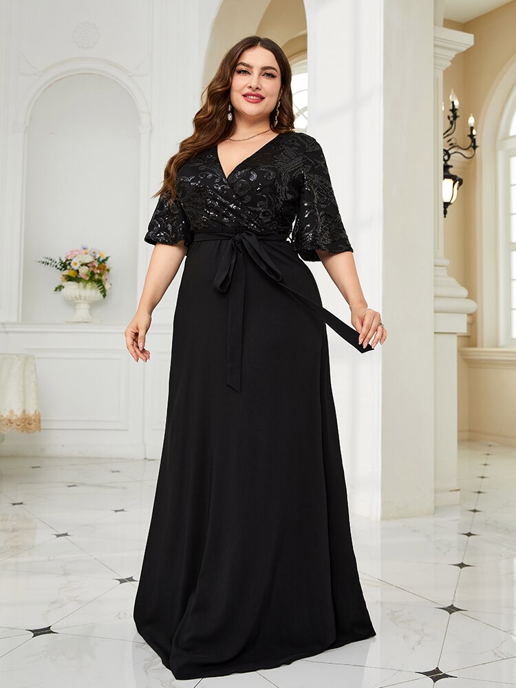 XUIBOL | Plus Size Luxury Sequin Evening Dress