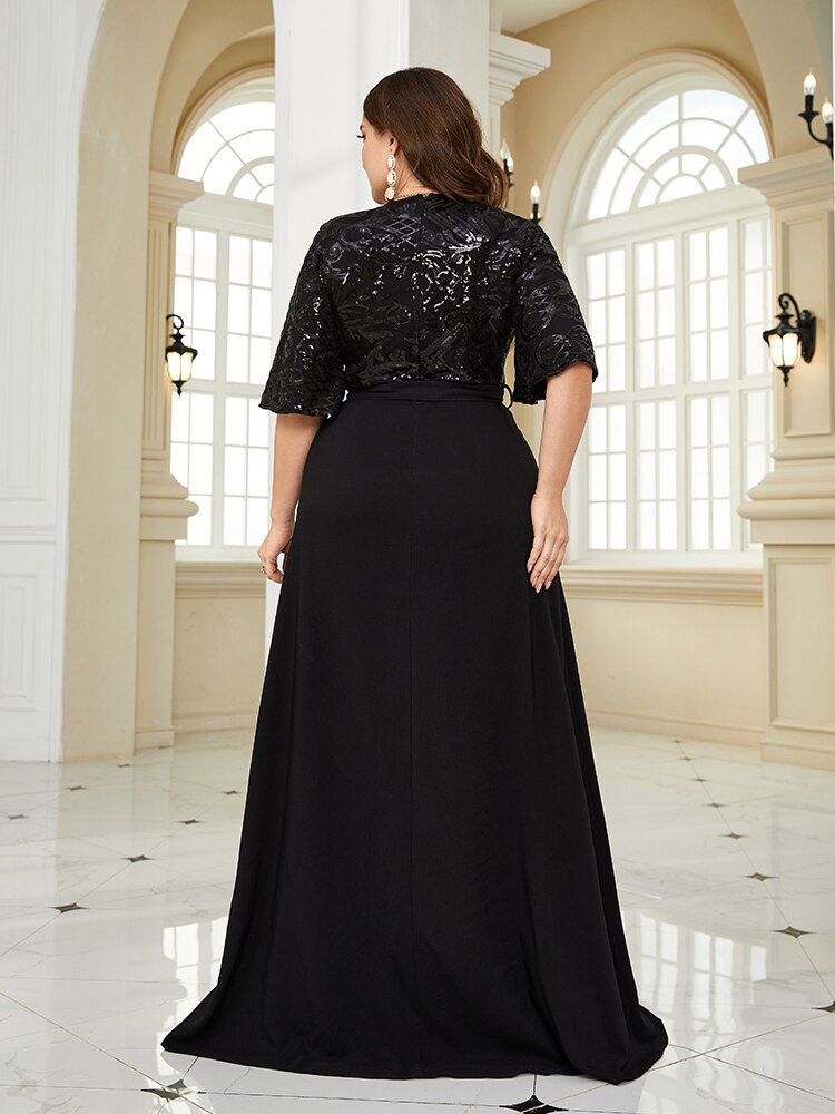XUIBOL | Plus Size Luxury Sequin Evening Dress
