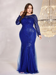 Plus Size Sequin Mesh Stitching Dress