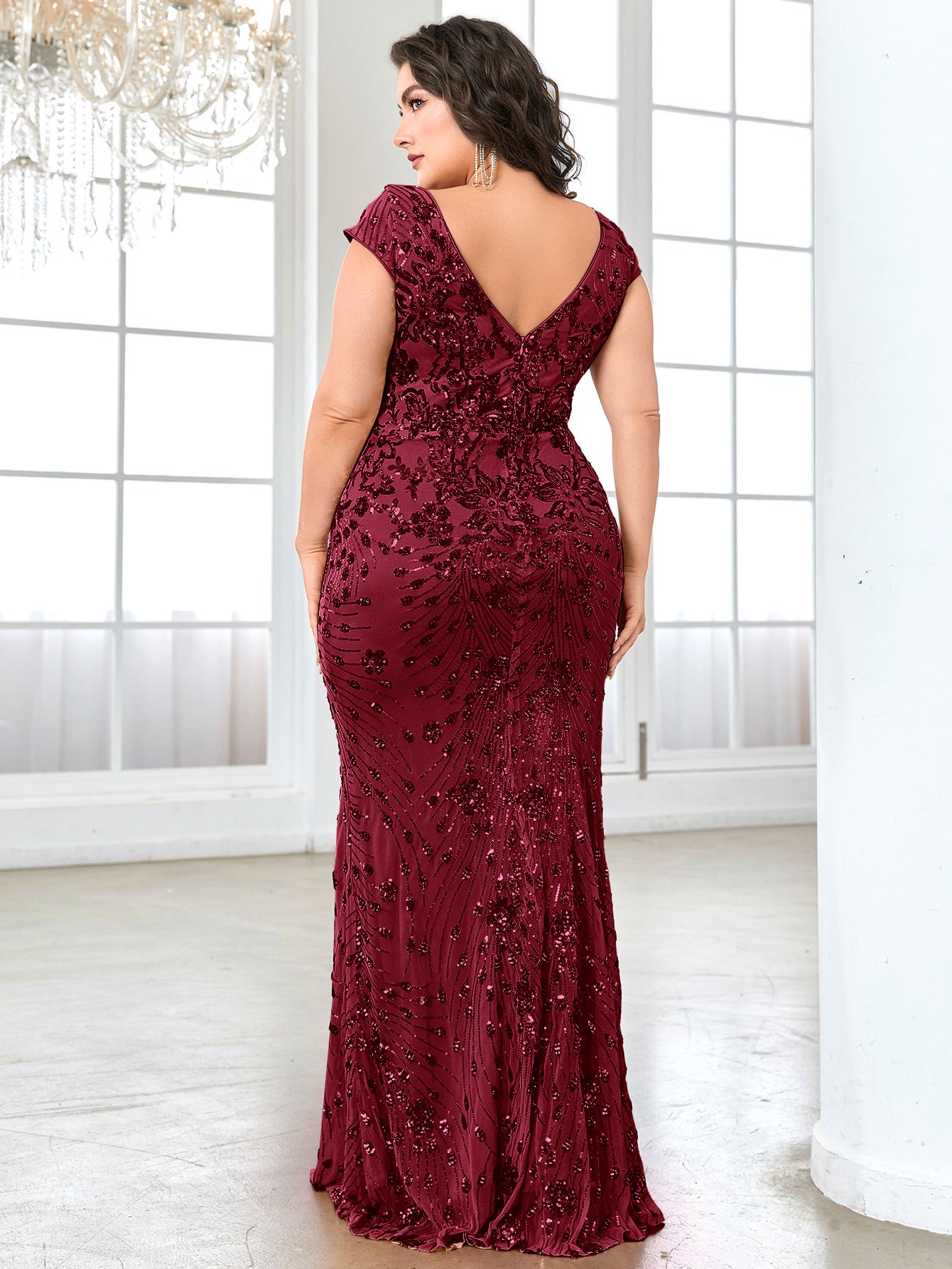 Plus Sequin Decor Mermaid Hem Party Dress | XUIBOL