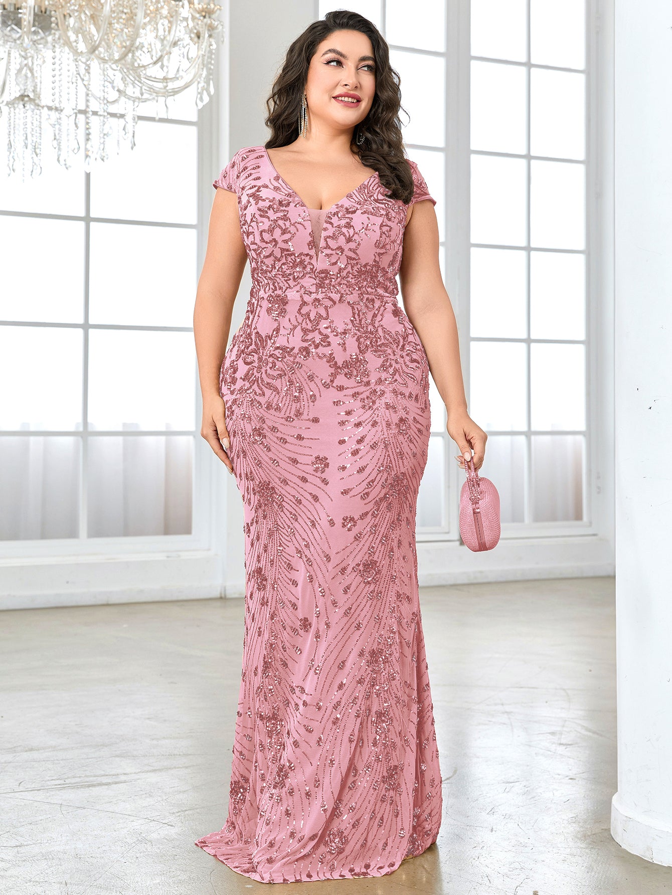 Plus Sequin Decor Mermaid Hem Party Dress | XUIBOL