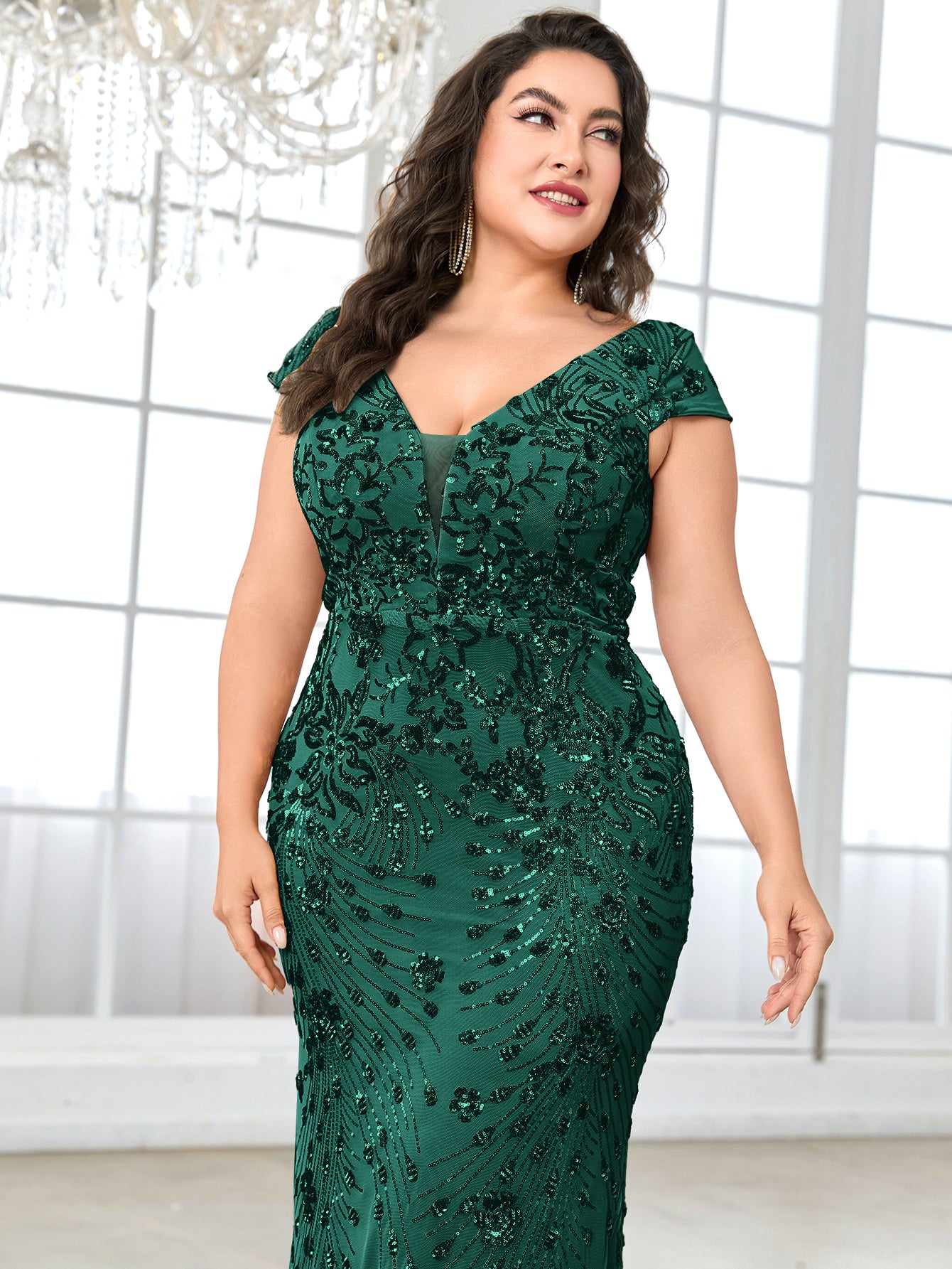 Plus Sequin Decor Mermaid Hem Party Dress | XUIBOL