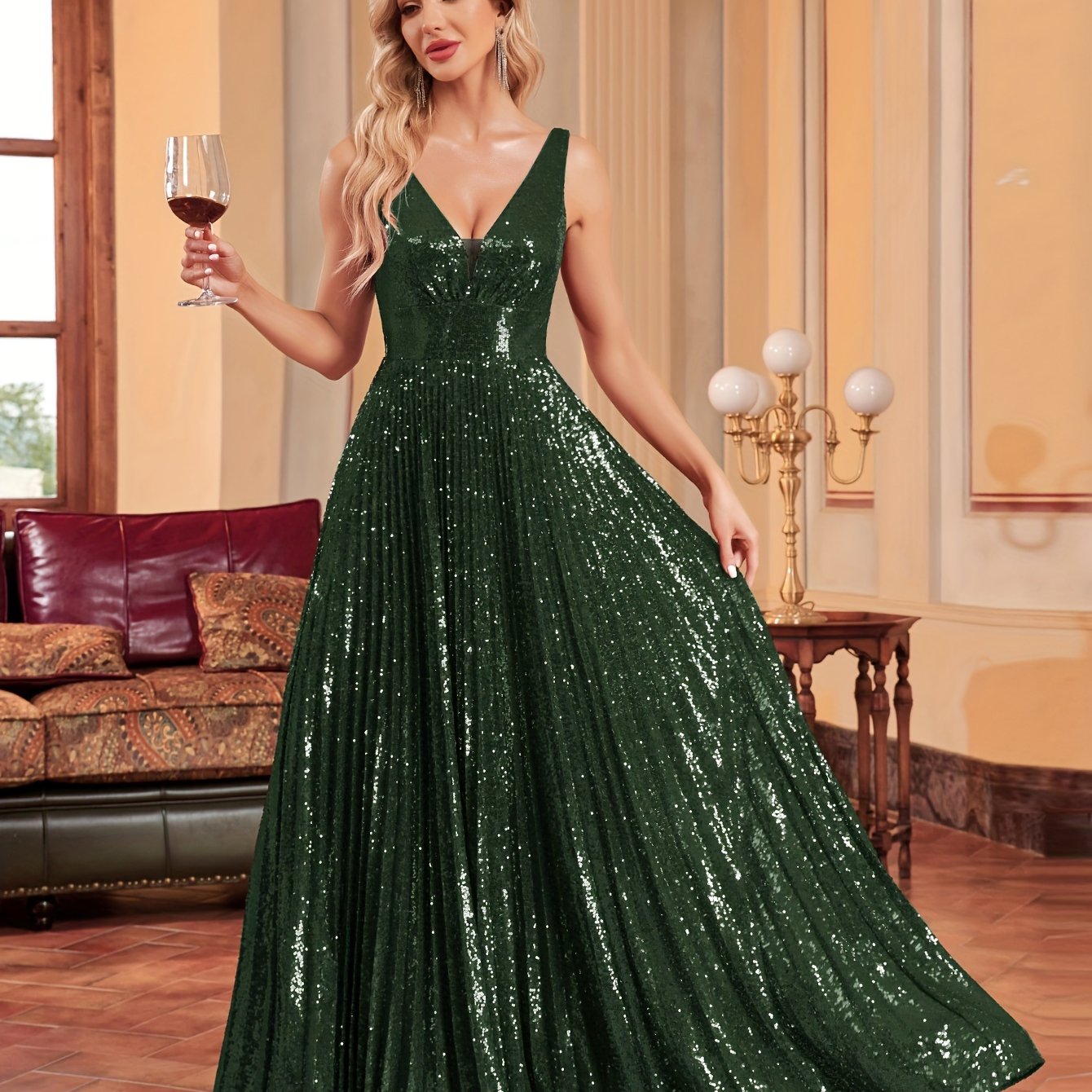 Solid Pleated Sleeveless Bridesmaid Dress | XUIBOL