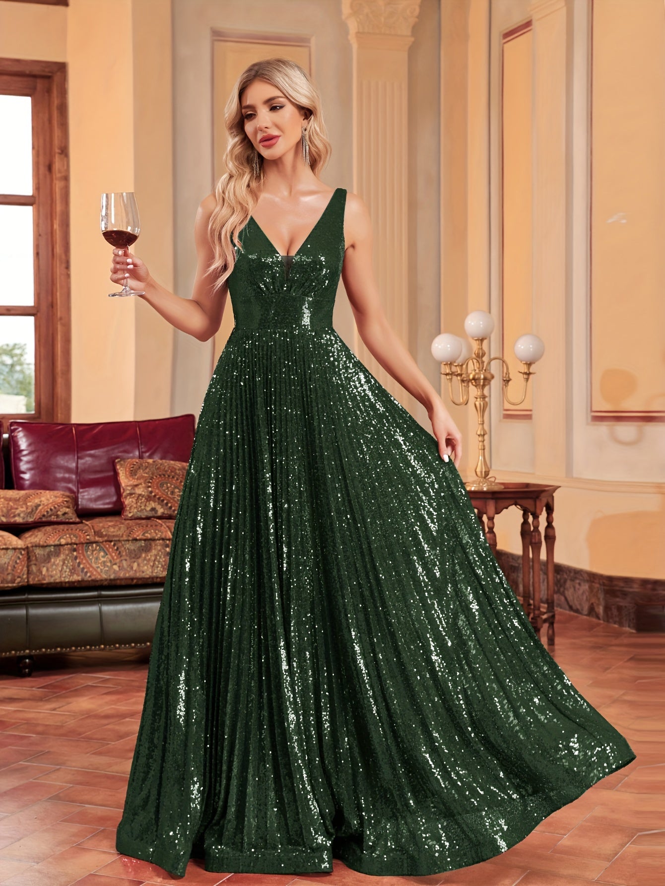 Solid Pleated Sleeveless Bridesmaid Dress | XUIBOL
