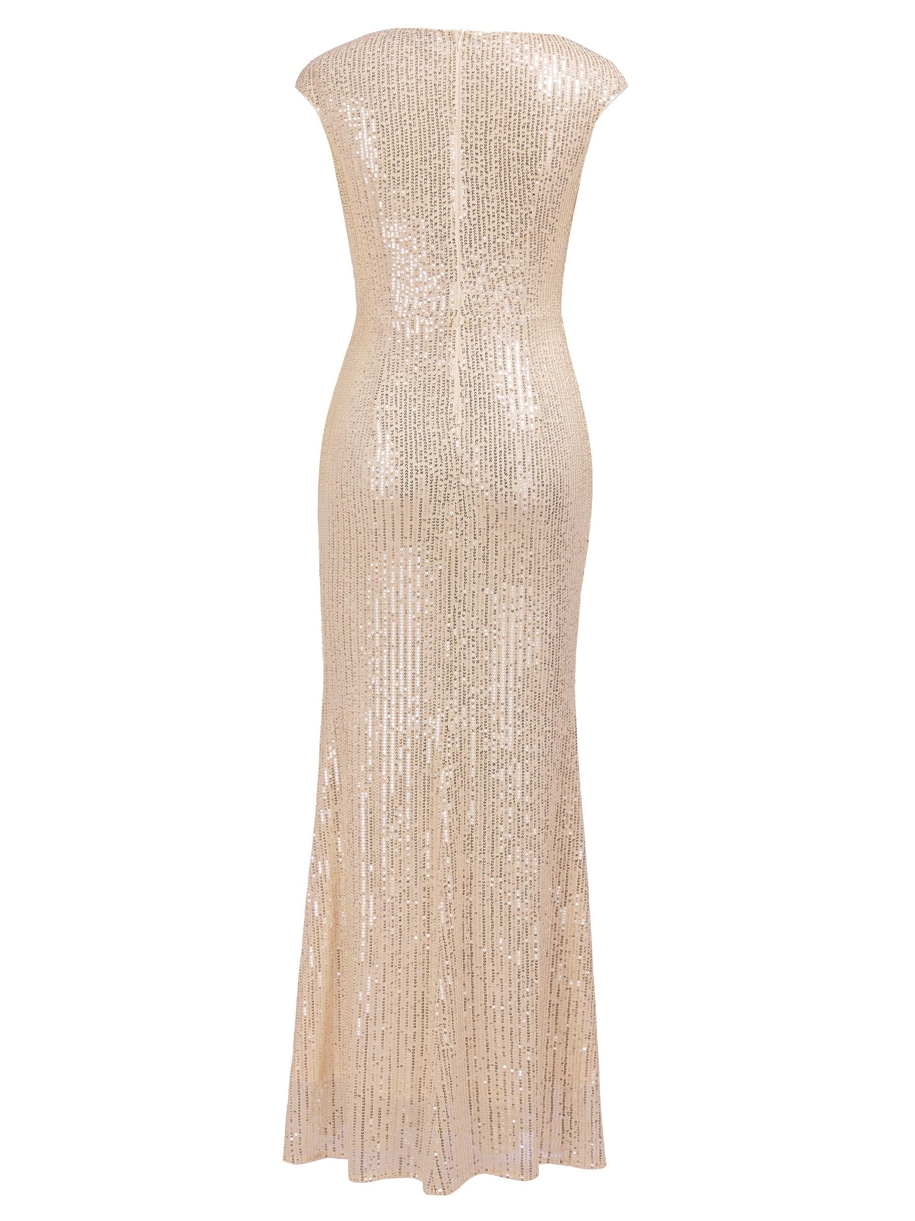 XUIBOL | Contrast Sequin Sleeveless Dress, Elegant V Neck Bodycon Party Maxi Dress
