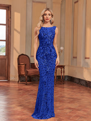 Contrast Sequin Backless Dress