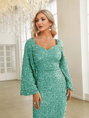 Sweetheart Neck Floor Length Sequin Prom Dress