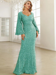 Sweetheart Neck Floor Length Sequin Prom Dress