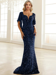 Sweetheart Neck Floor Length Sequin Prom Dress