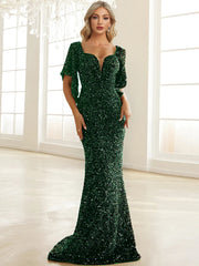 Sweetheart Neck Floor Length Sequin Prom Dress