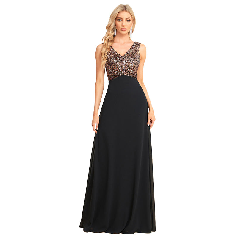deep v neck sequin dress