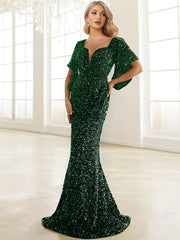 Sweetheart Neck Floor Length Sequin Prom Dress