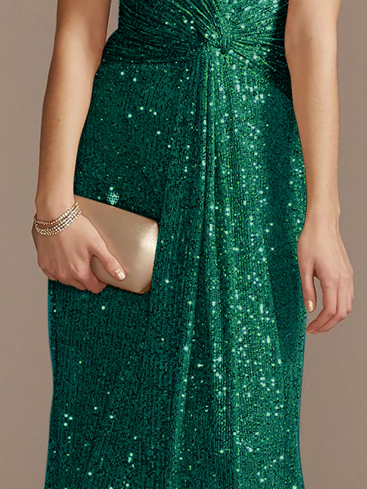 XUIBOL | v-neck sequin sheath gown