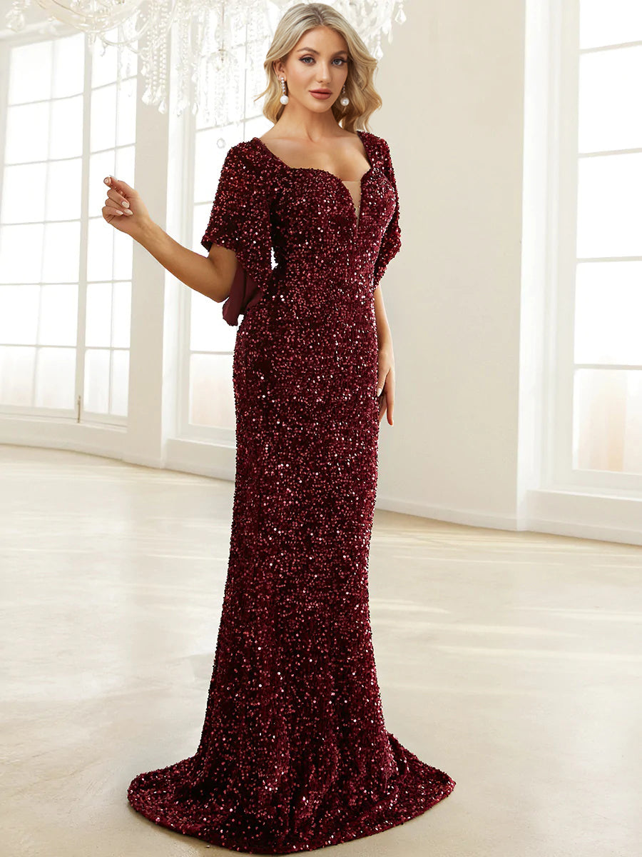 XUIBOL | Sweetheart_Neck_Floor_Length_Wine_Sequin_Prom_Dress_Wine