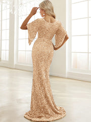 Sweetheart Neck Floor Length Sequin Prom Dress