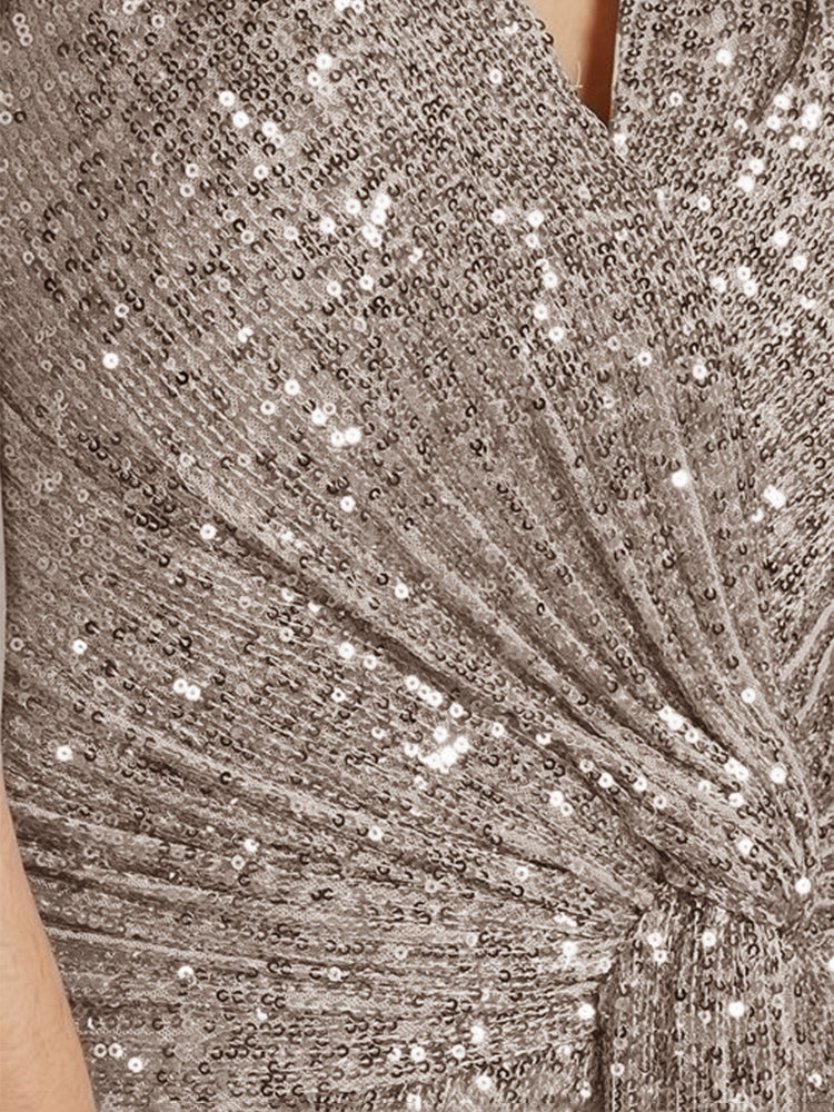 XUIBOL | v-neck sequin sheath gown