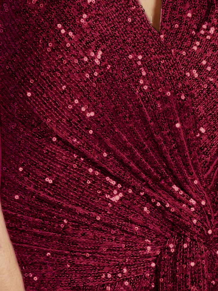 XUIBOL | v-neck sequin sheath gown