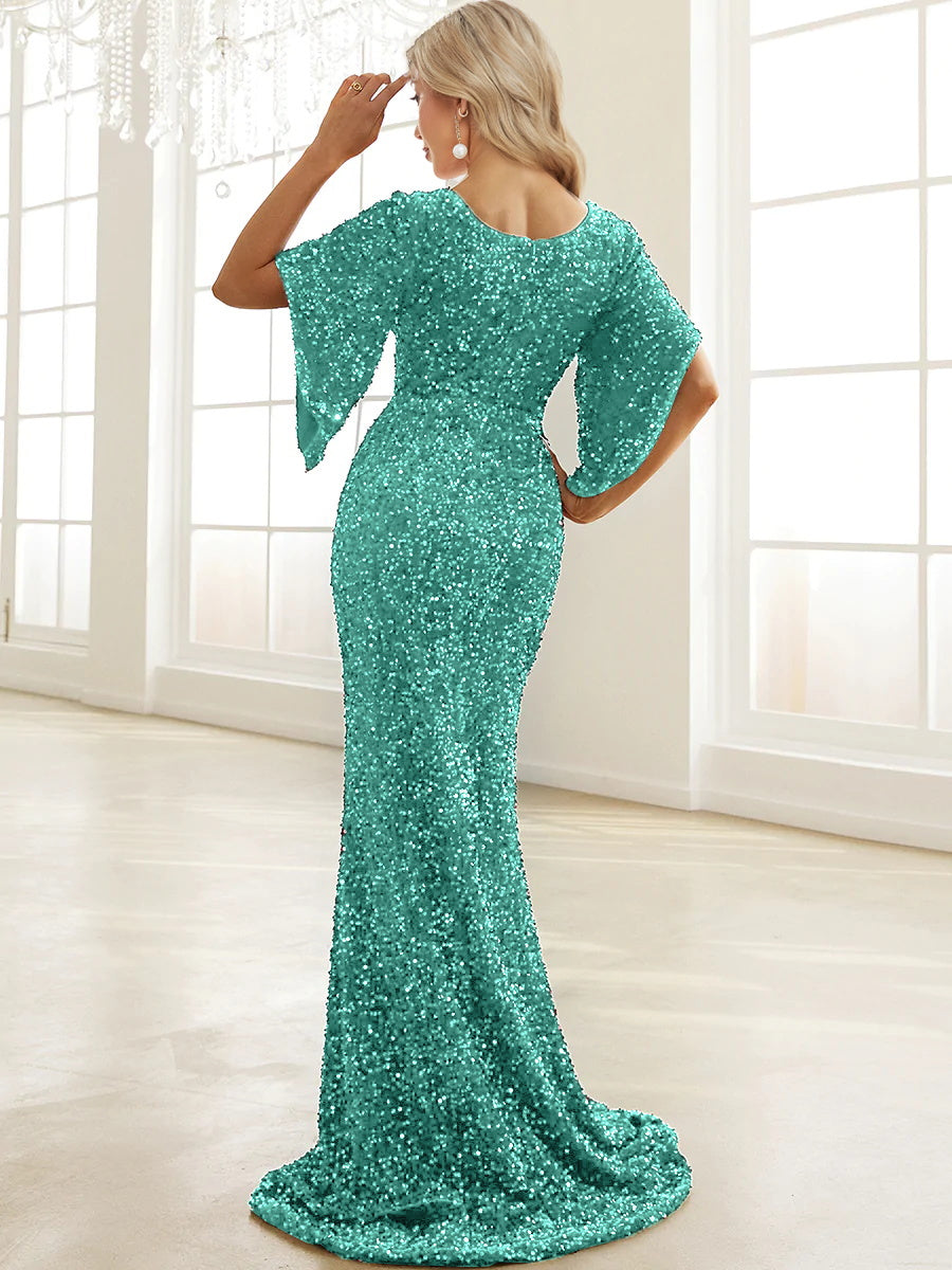 XUIBOL | Sweetheart Neck Floor Length Sequin Prom Dress