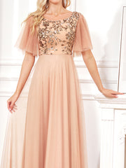 Beaded Embroidery v neck short sleeve dresses