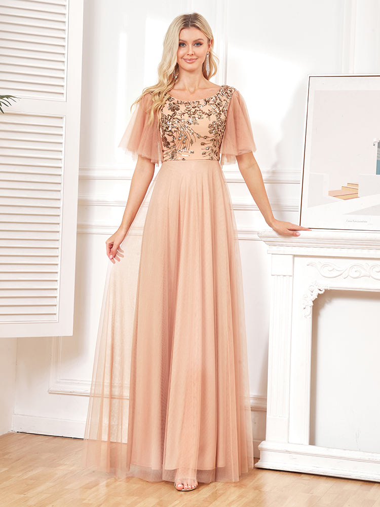 XUIBOL | Beaded Embroidery v neck short sleeve dresses