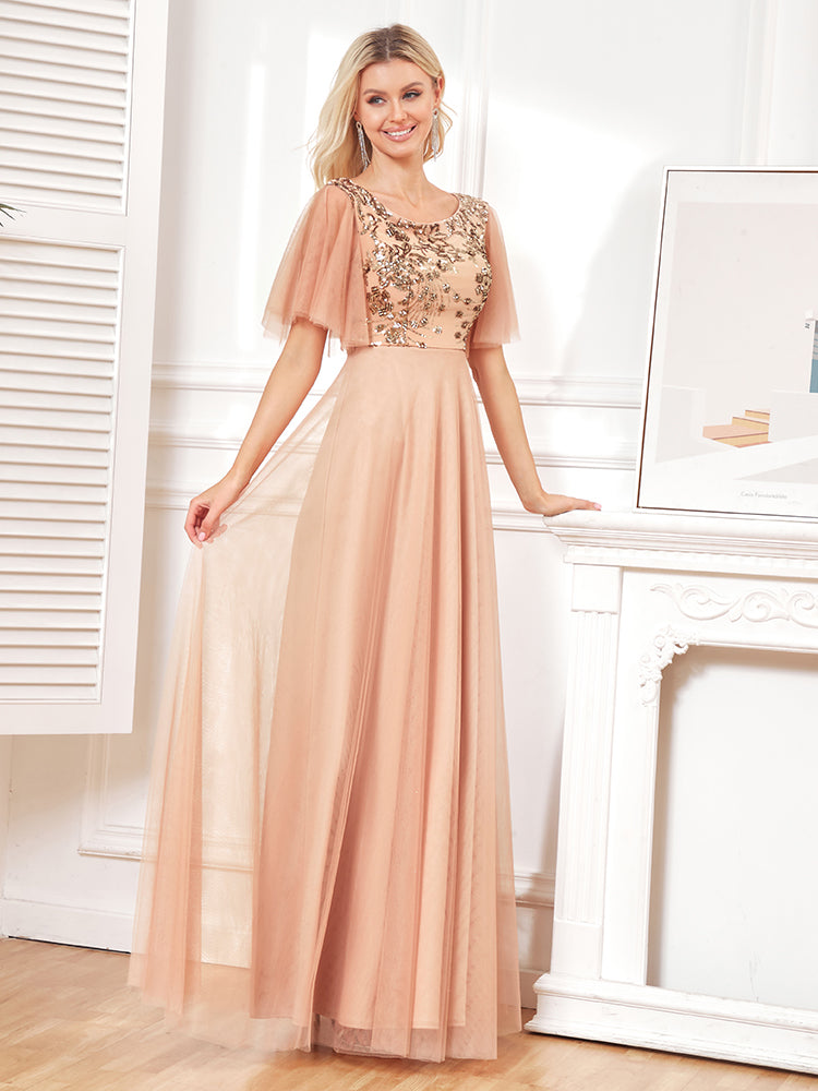 XUIBOL | Beaded Embroidery v neck short sleeve dresses