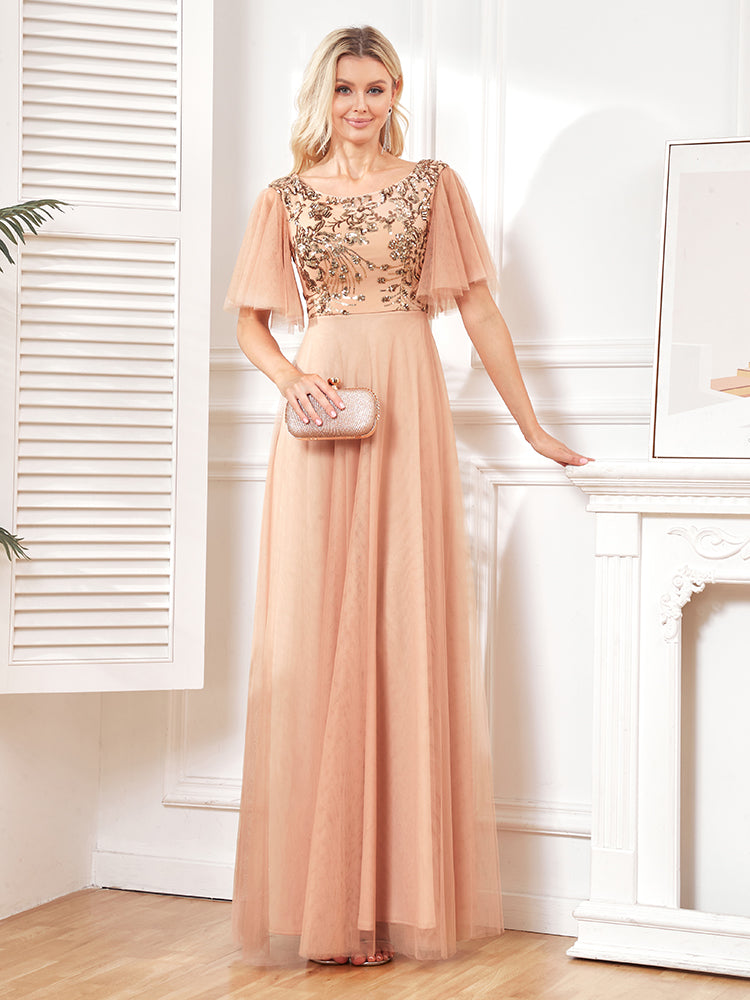 XUIBOL | Beaded Embroidery v neck short sleeve dresses