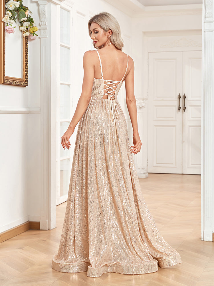 XUIBOL | a-line_spaghetti_strap_sequin_prom_gown_Champagne