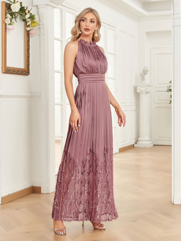 XUIBOL | Pleated_a-line_Dress_with_Satin_pink