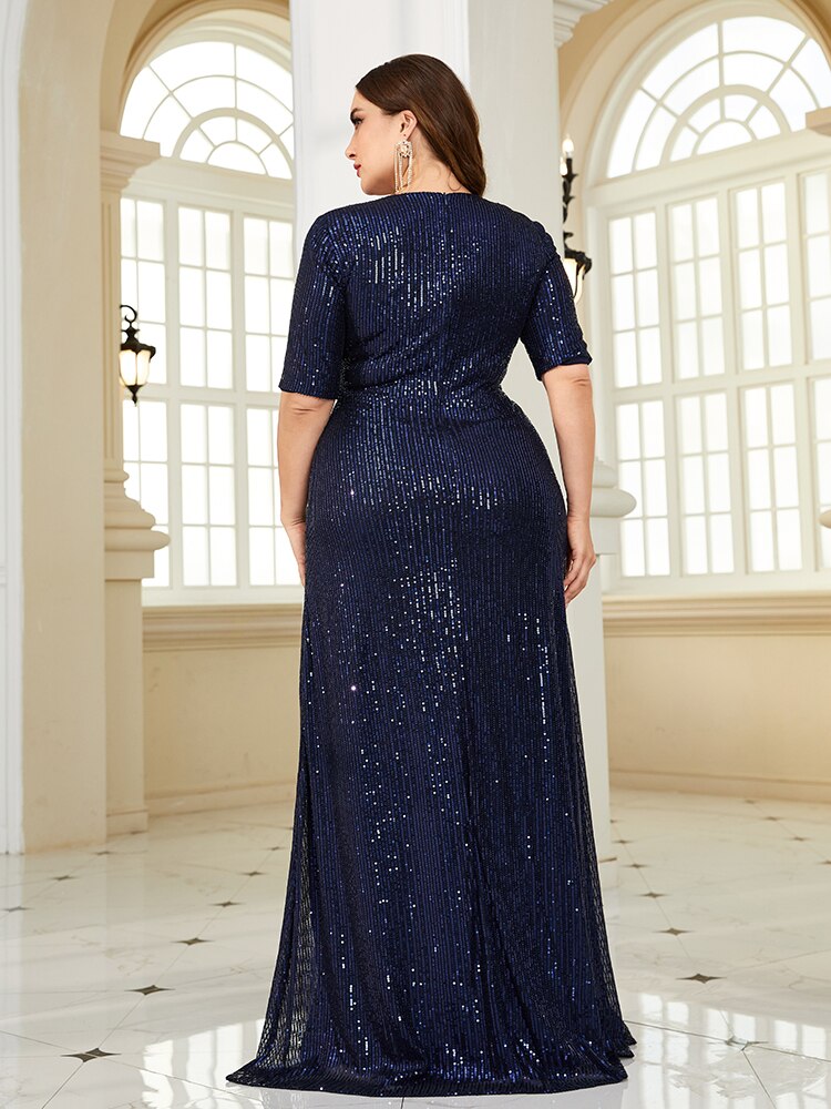 XUIBOL | Plus Size Luxury Sequin Evening Dress