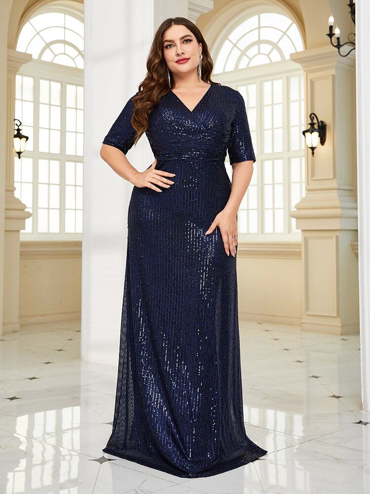 XUIBOL | Plus Size Luxury Sequin Evening Dress