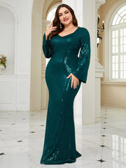 Plus Size Luxury Sequins Evening Dress