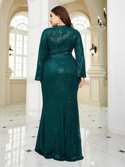 Plus Size Luxury Sequins Evening Dress