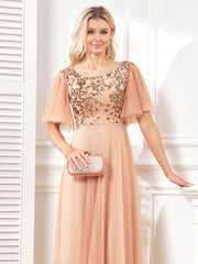 Beaded Embroidery v neck short sleeve dresses