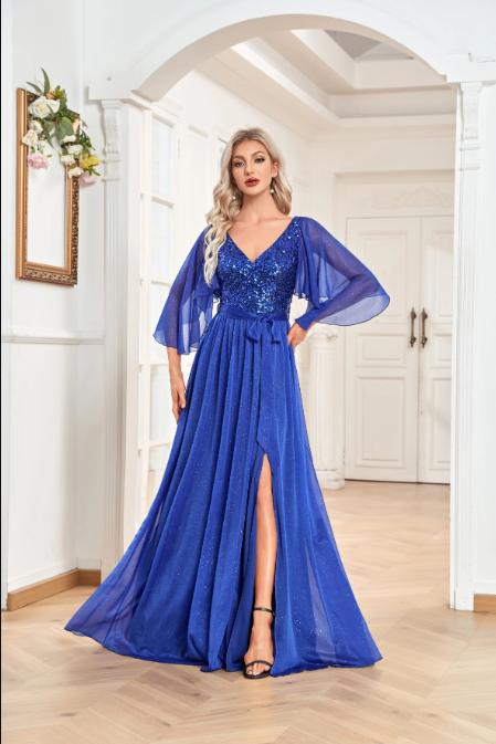 Elegant And Glamorous: The Light Blue Satin Gown By Xuibol