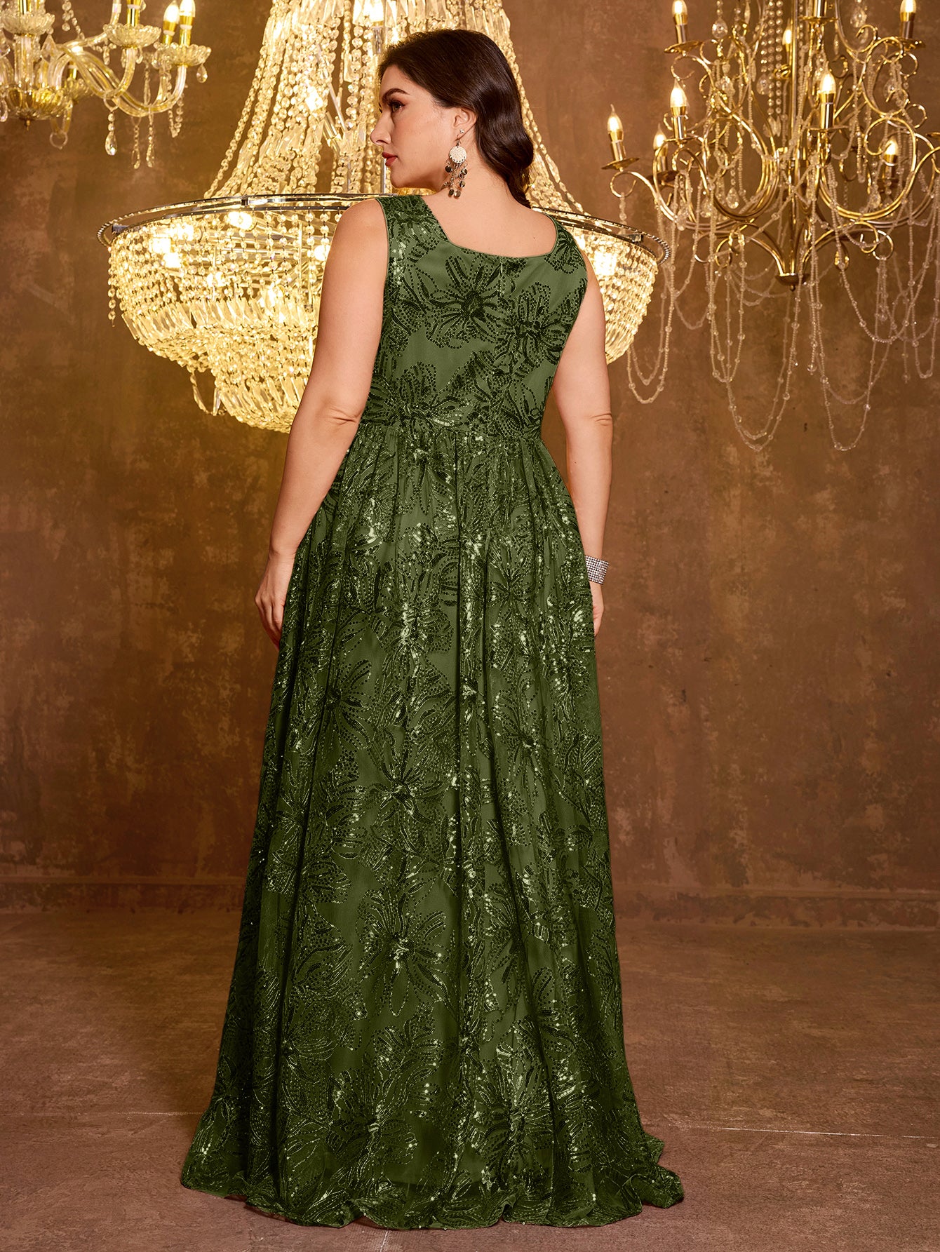 Elegant Formal Long Embroidered Sequin Dress