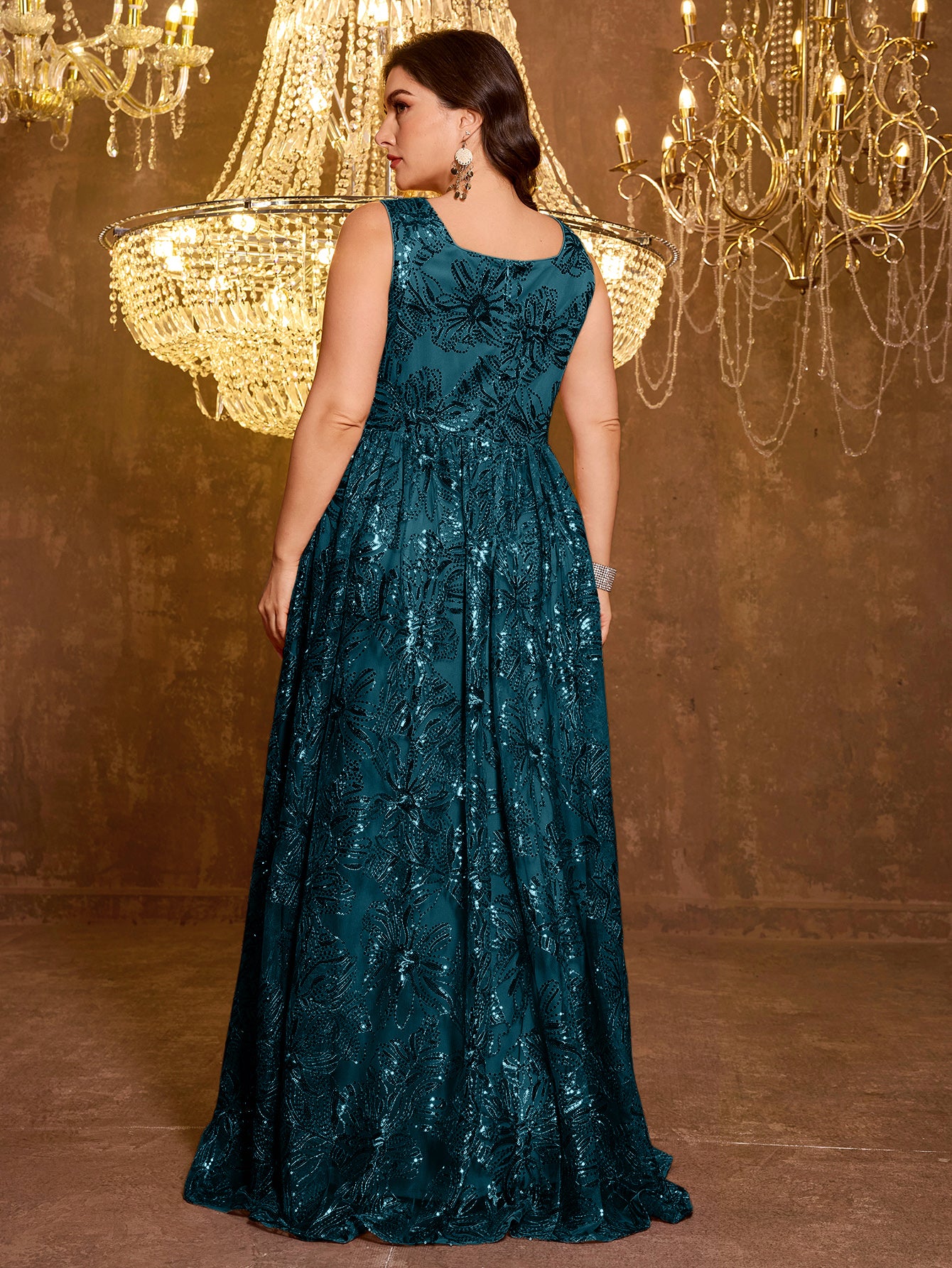 Elegant Formal Long Embroidered Sequin Dress