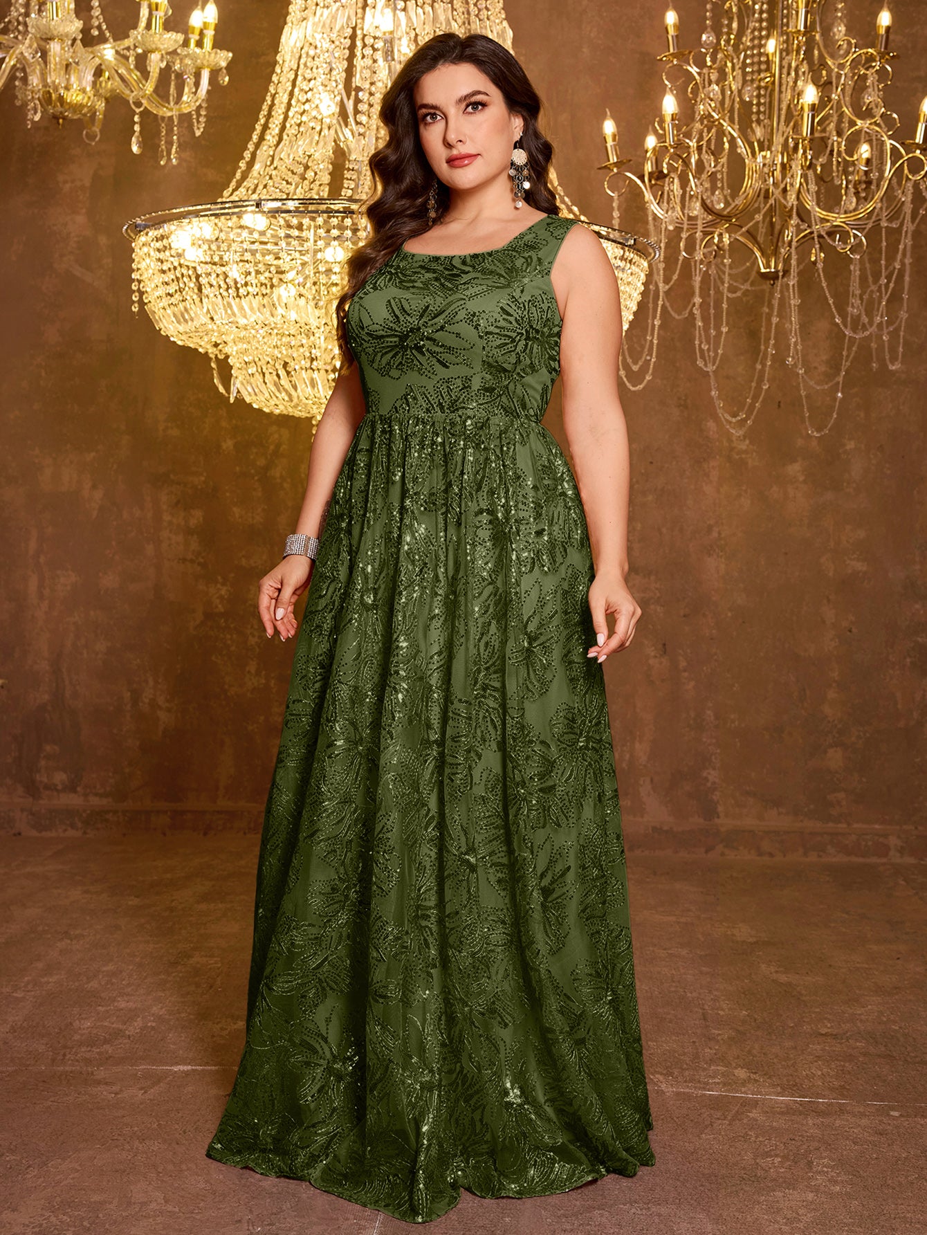 Elegant Formal Long Embroidered Sequin Dress
