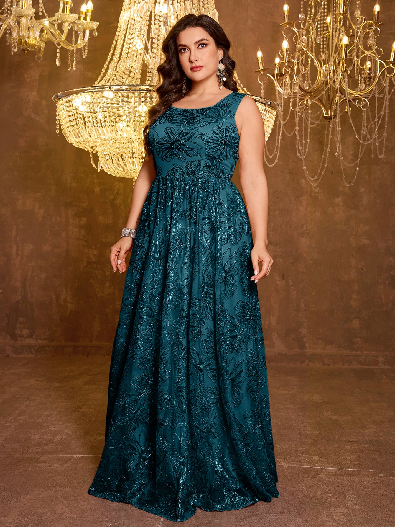 Elegant Formal Long Embroidered Sequin Dress