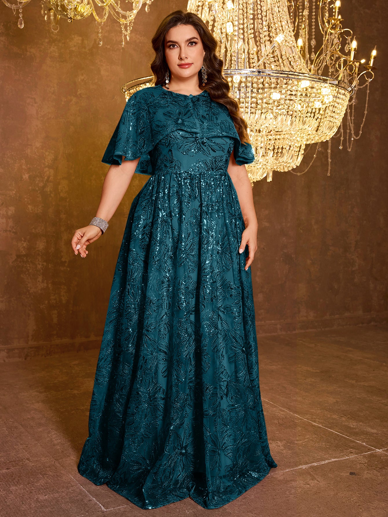 Elegant Formal Long Embroidered Sequin Dress