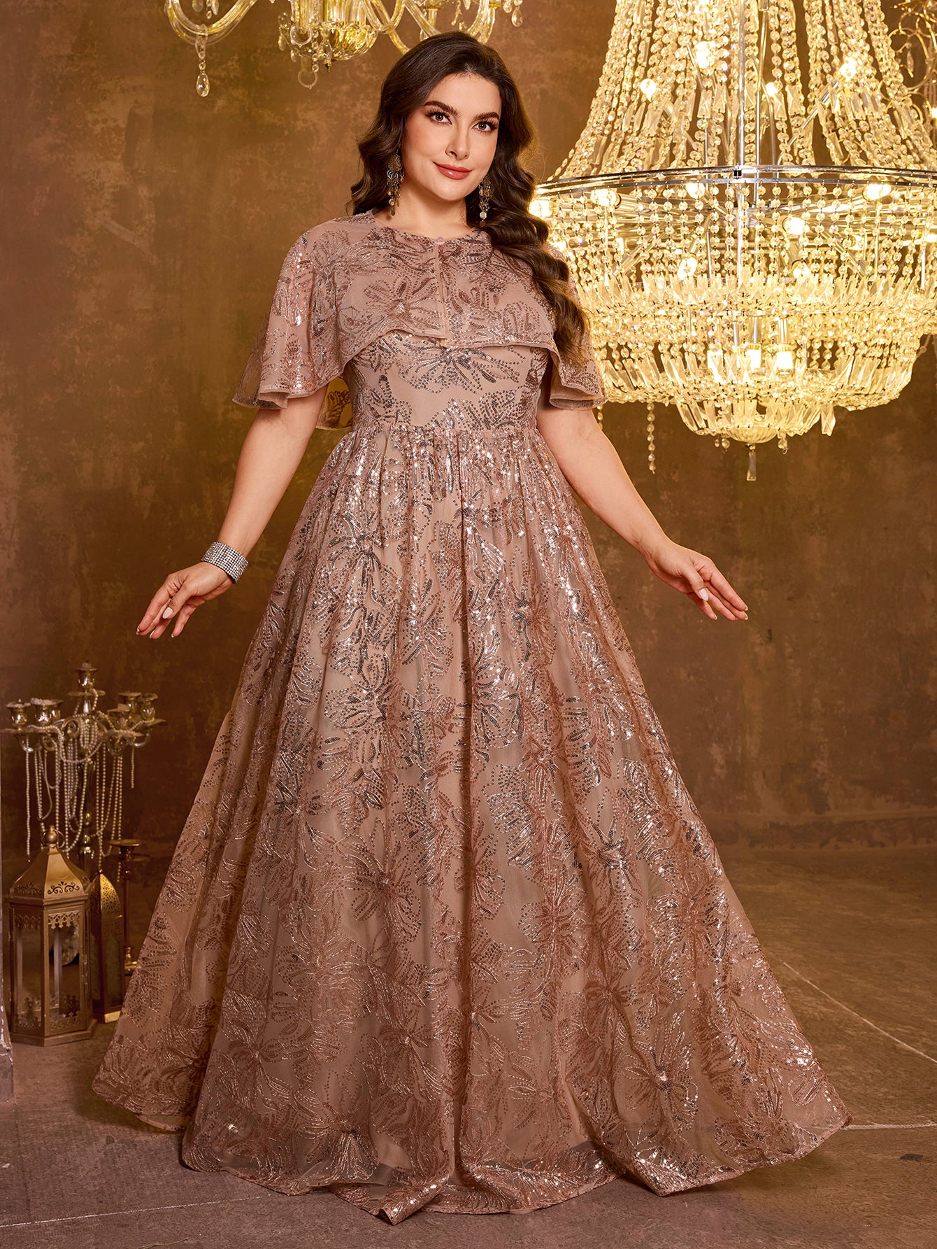 Elegant Formal Long Embroidered Sequin Dress