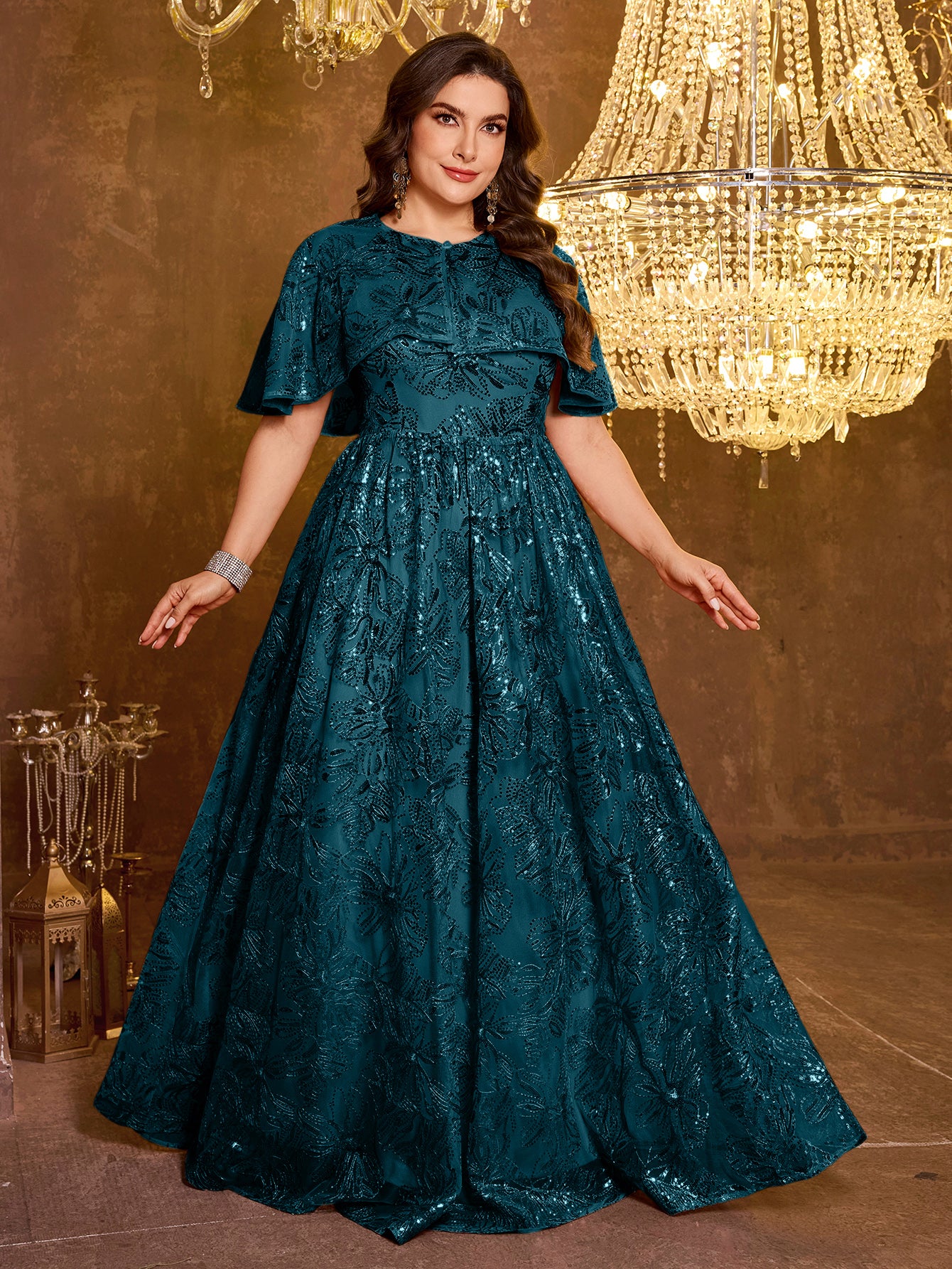 Elegant Formal Long Embroidered Sequin Dress