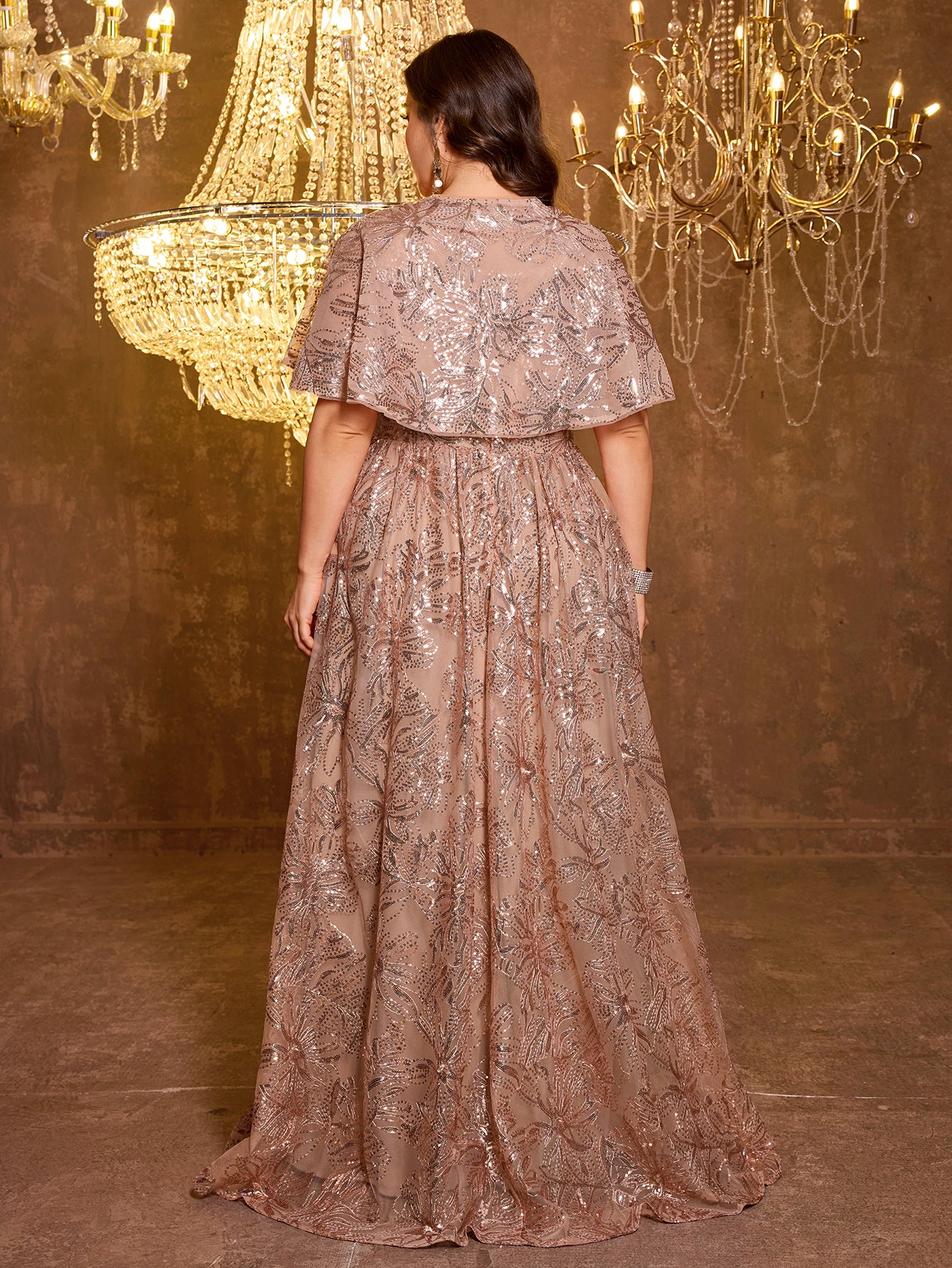 Elegant Formal Long Embroidered Sequin Dress