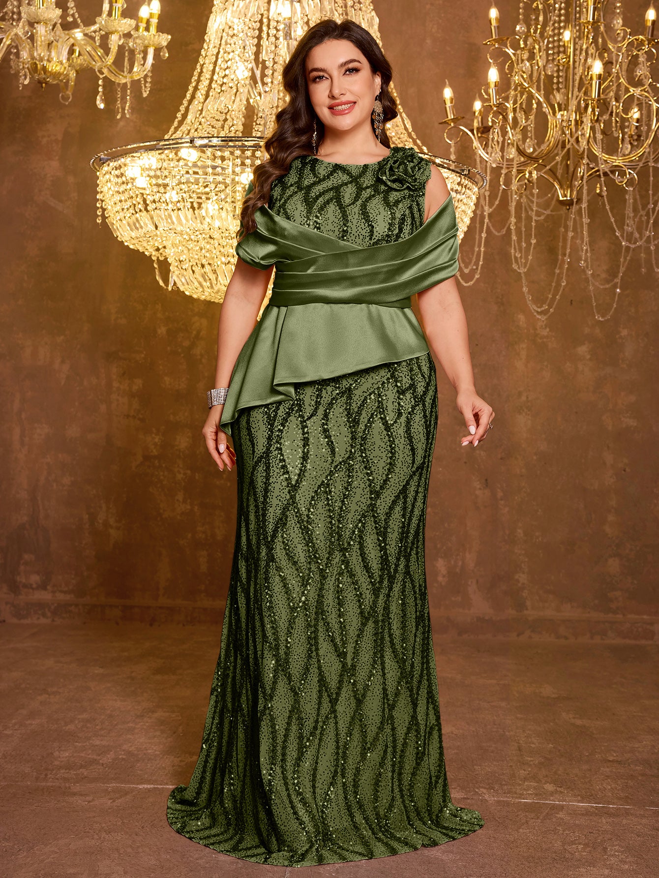Elegant Long Sequin Embroidered Dress