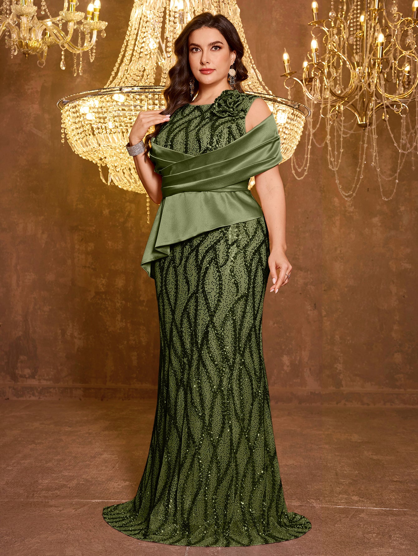 Elegant Long Sequin Embroidered Dress