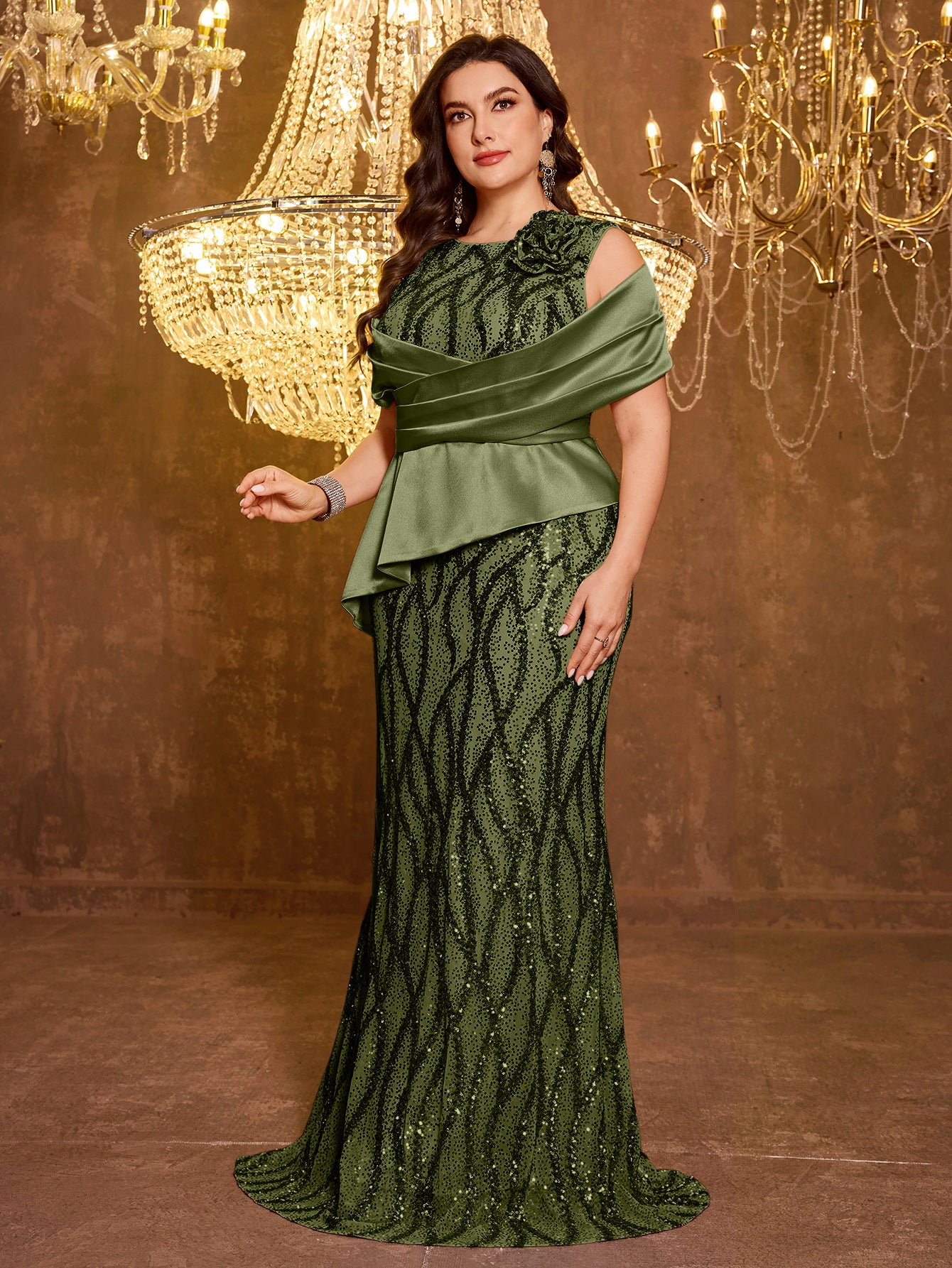 Elegant Long Sequin Embroidered Dress