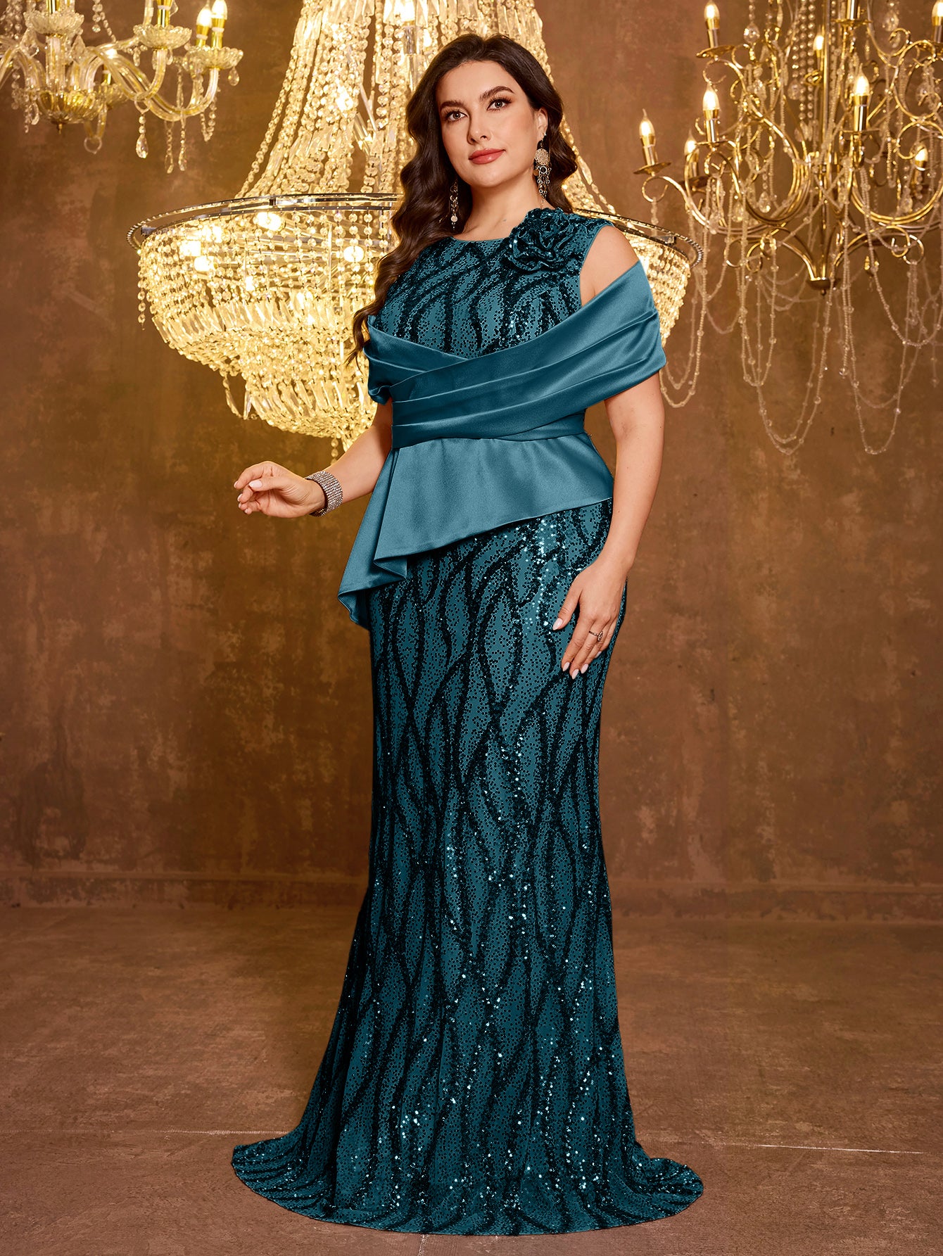 Elegant Long Sequin Embroidered Dress