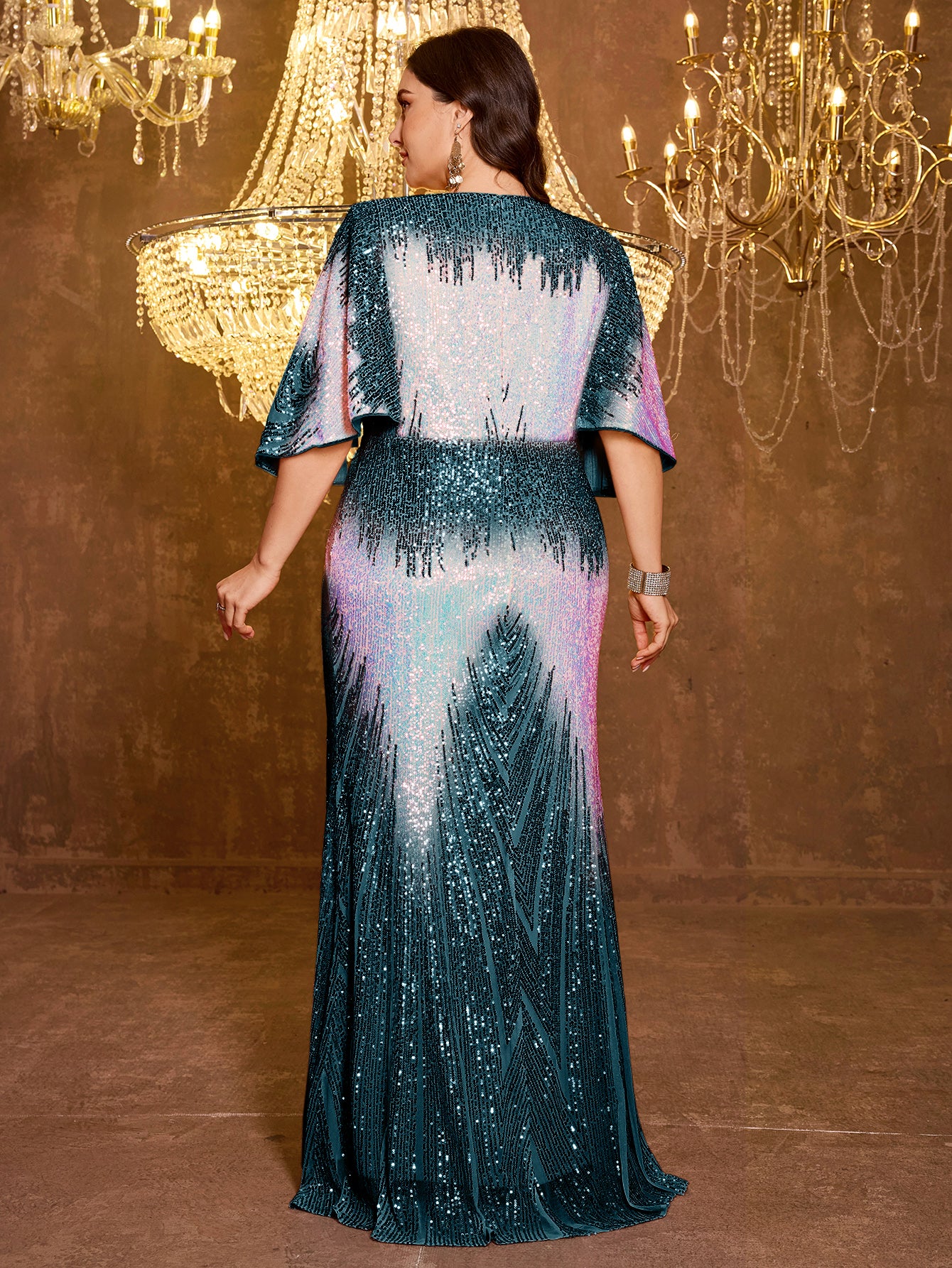 Elegant And Formal Long Embroidered Sequin Dress