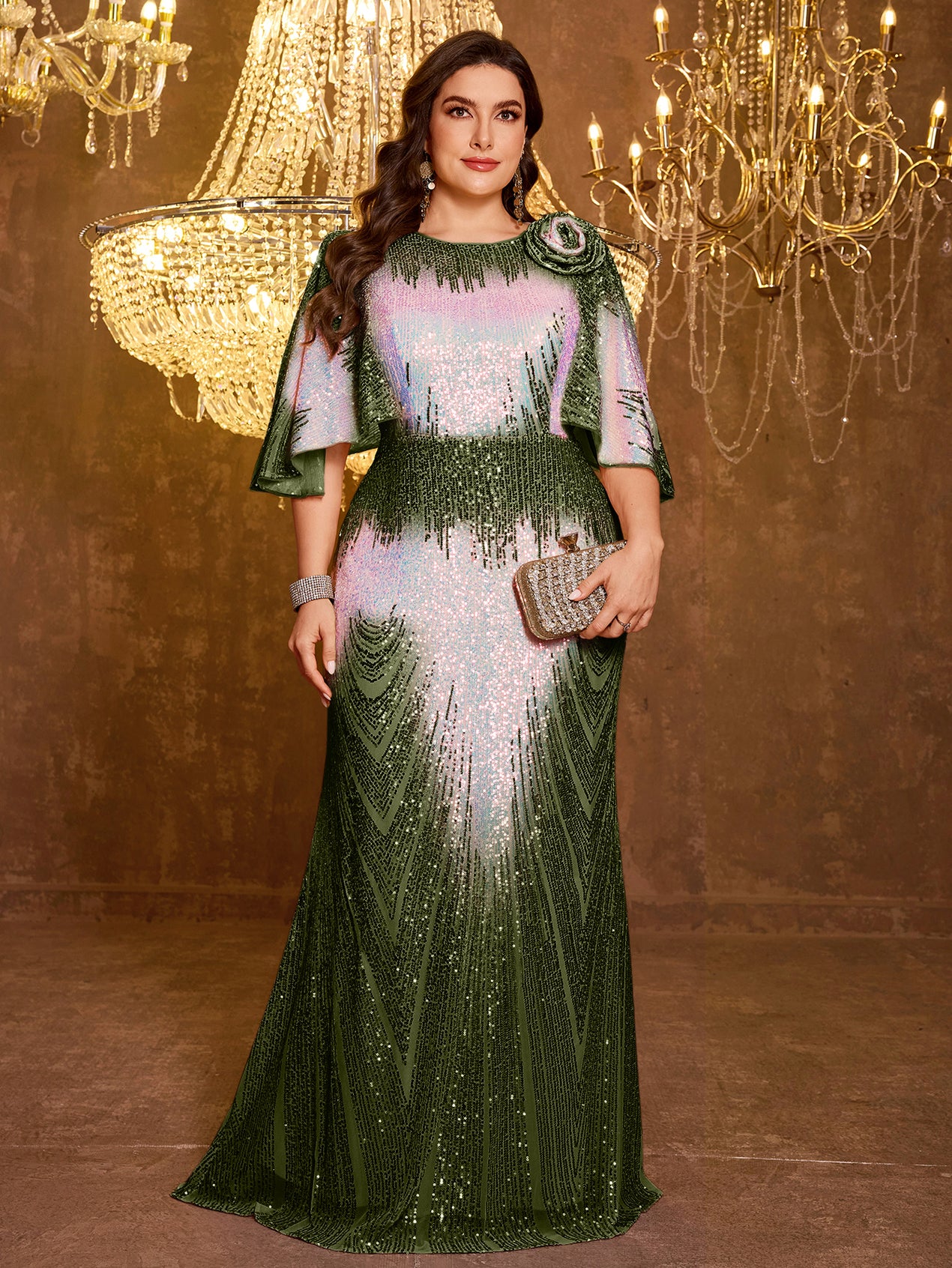sequined embroidered dress Plunging Embroidered Sequin Open Triple X Back Dress missy / 14 / royal-blue