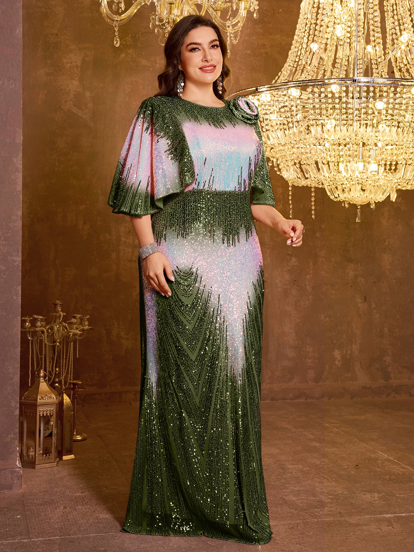 Elegant And Formal Long Embroidered Sequin Dress
