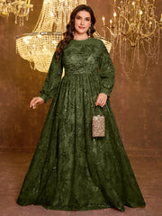 Formal Elegant Long Sleeved Embroidered Sequin Dress